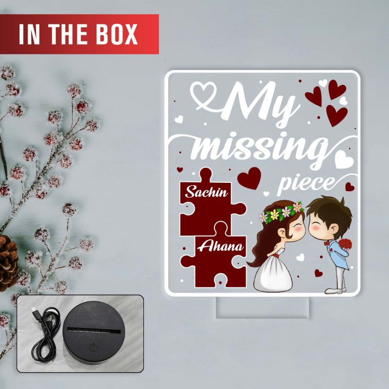 Personalized Couples UV Print 3D LED Night Light My Missing Piece Acrylic Lamp